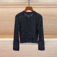 طقم تنورة وبلوزة ماكسي محبوكة مرصعة بأحجار الراين