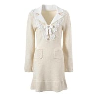 فستان دانتيل من سيلف بورتيه قصير - ابيض