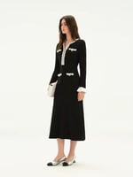 فستان سيلف بورترييه الأسود