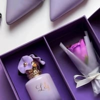 بوكس عطر الوردة 100 مل + وردة موف - هدية تعبر عن أ...