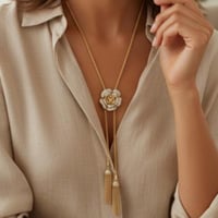 سلسال طويل مع حلق مطلي ذهب