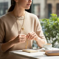 سلسال طويل مع حلق مطلي ذهب