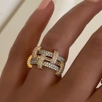 خاتم مطلي ذهب جودة عالية مع فصوص زيركون