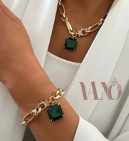 طقم حجر كرستال مطلي ذهب