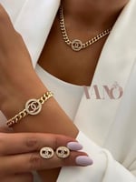 طقم شانيل مطلي ذهب جودة عالية