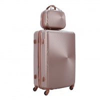 مورانو طقم شنط سفر فايبر متكامل من 4 قطع مموج روز...