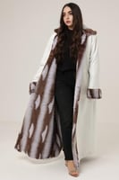 فروه نسائي قماش كريب بفرو أرنب صناعي من الداخل