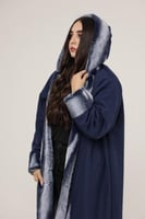 فروه نسائي قماش كريب بفرو أرنب صناعي من الداخل