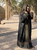 فروه رجالي قماش سيلكا فرو ثقيل تطريز خط عربي مع قب...