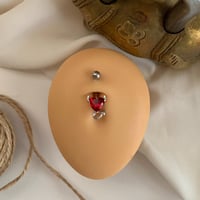 حلق سرة كرستال أحمر 14g طبي