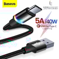 بيسوس | سلك شاحن تايب سي سريع جدا ضد القطع مضيء مد...