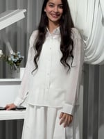 قميص كتان كم طويل- بصمة سعودية