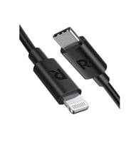 سلك راف باور من تايب سي إلى لايتنينق 1 متر - اسود