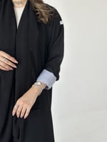 عباية كتان مع أسواره كريب سماوي