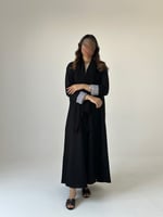 عباية كتان مع أسواره كريب سماوي