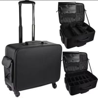 شنطة مكياج مقسمة وسيعة بعجلات