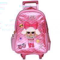 شنطة ترولي 17 انش وردي مع مقلمية - لول