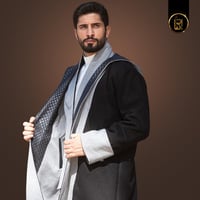 فروه شتوي وجهين دبل فيس أسود - رمادي