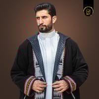 فروة رجالي شتوي وجهين دبل فيس أسود - بيج