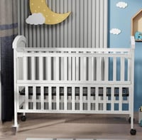 سرير0-6 سنوات+ الناموسية اطفال خشب فاخر بعجلات متع...