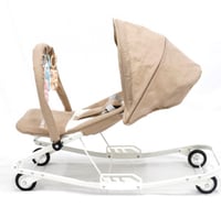 كرسي هزاز قماشي للرضع مع العاب معلقة وعجلات دوارة