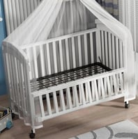 سرير0-6 سنوات+ الناموسية اطفال خشب فاخر بعجلات متع...