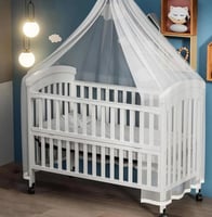 سرير0-6 سنوات+ الناموسية اطفال خشب فاخر بعجلات متع...