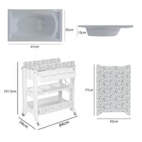 طاولة غيار مع مروش متحرك وادراج تخزين متعددة