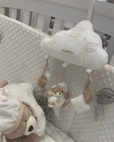 كلاود موبايل بمرآة للسيارة وعربة الأطفال - بيج