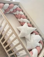 طقم 6 قطع ظفيرة حاجز داخلي لسرير الأطفال بنمط مضفر...