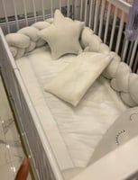 طقم 6 قطع ظفيرة حاجز داخلي لسرير الأطفال بنمط مضفر...