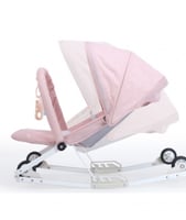 كرسي هزاز قماشي للرضع مع العاب معلقة وعجلات دوارة