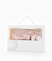 لعبة المهد الموسيقية على شكل دب - وردي