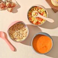 وعاء بقاعدة لصق مع ملعقتين