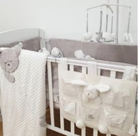 طقم مصدات سرير بوبو بير آند داك 4 قطع - رمادي