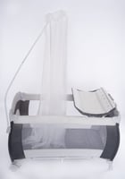 سرير أطفال و محبس لللعب-رمادي فاتح