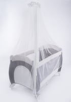 سرير أطفال و محبس لللعب-رمادي فاتح