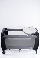 سرير أطفال و محبس لللعب-رمادي غامق