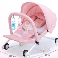 كرسي هزاز قماشي للرضع مع العاب معلقة وعجلات دوارة