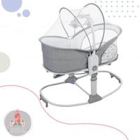 سرير هزاز فاخر 6 في 1 متعدد الوظائف للاطفال-رمادي