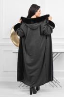 فروة شتوية طويلة مبطنة بالفرو من الداخل مزودة بفرو...