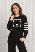 ترنج شتوي كاجوال مخطط بأكمام طويلة وجيب