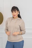 هودي سادة بأكمام طويلة وغطاء للرأس