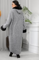 فروة شتوية طويلة مطرزة على الأطراف مزودة بجيب وفرو...