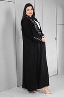 عباية قماش كريب الفاخر مزينة بتطريز ملون لف