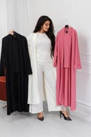 طقم نسائي من ثلاث قطع جاكيت طويل