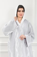 عباية ملونة دبل فيس قماش تل مشجر نص كلوش لف