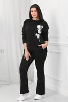 ترنج شتوي كاجوال بطبعة أنيقة وبنطال واسع من الأسفل