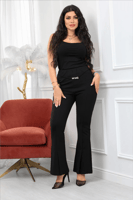 بنطال كاجوال نسائي كلوش بأرجل واسعة