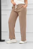 بنطال كاجوال نسائي موحد اللون خصر مرن